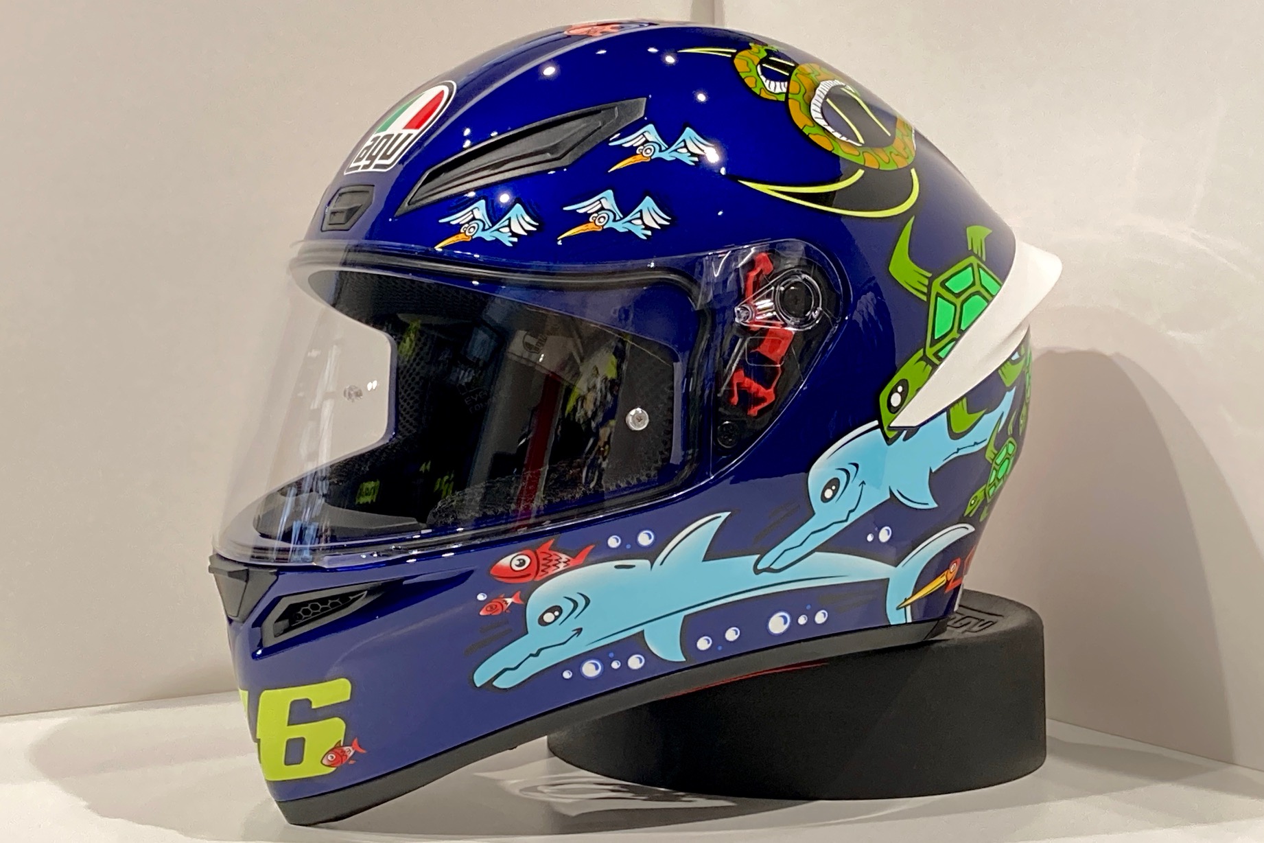 完売ロッシモデル☆AGV☆K1 ヘルメット WHITE ZOO☆ミラーシールド付 