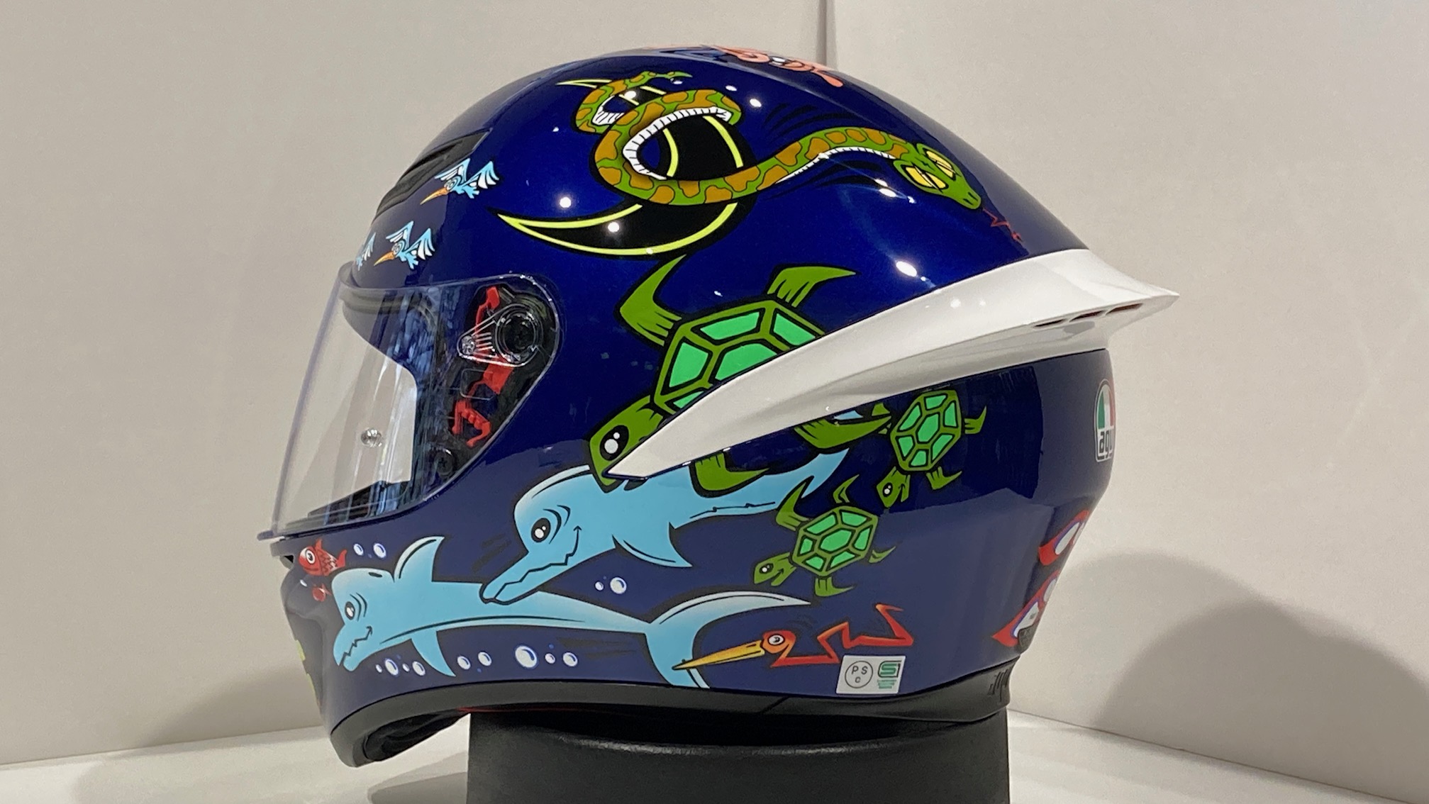 完売ロッシモデル☆AGV☆K1 ヘルメット WHITE ZOO☆ミラーシールド付 